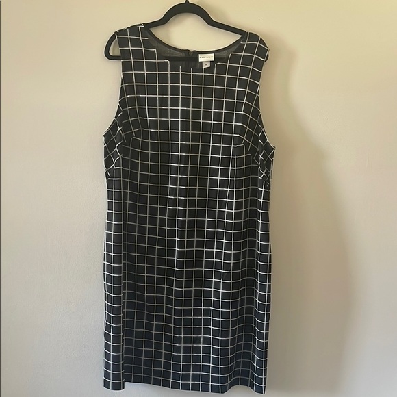 Ava and Viv Black and White Windowpane Midi Dress SZ 2X - Picture 1 of 5